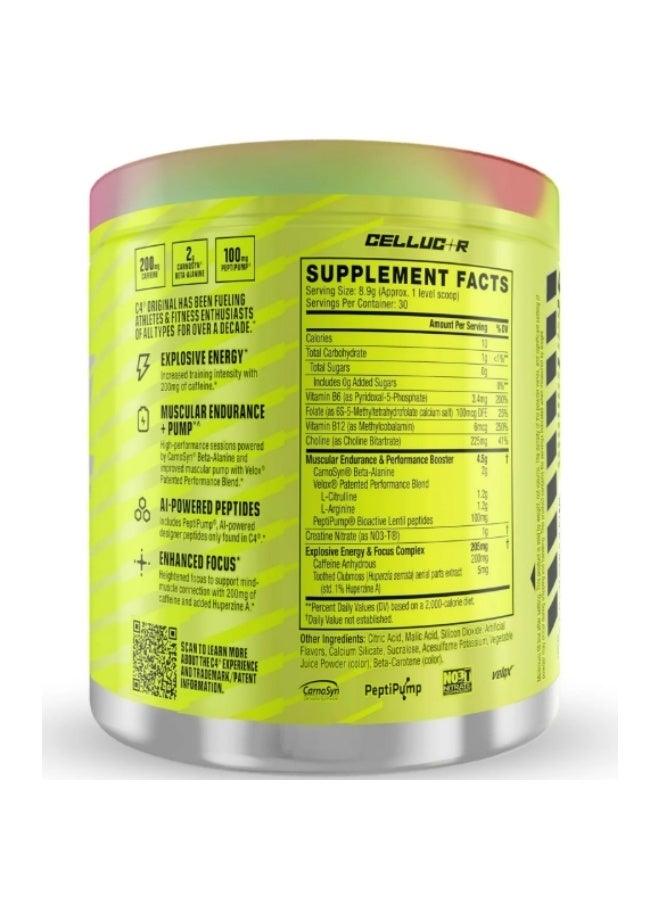 Cellucor C4 Original Pre-Workout Powder – Watermelon Flavor 200mg Caffeine, 2g CarnoSyn Beta-Alanine, Creatine Nitrate Sugar-Free Energy & Endurance Formula 282g 30 Servings - Image 2