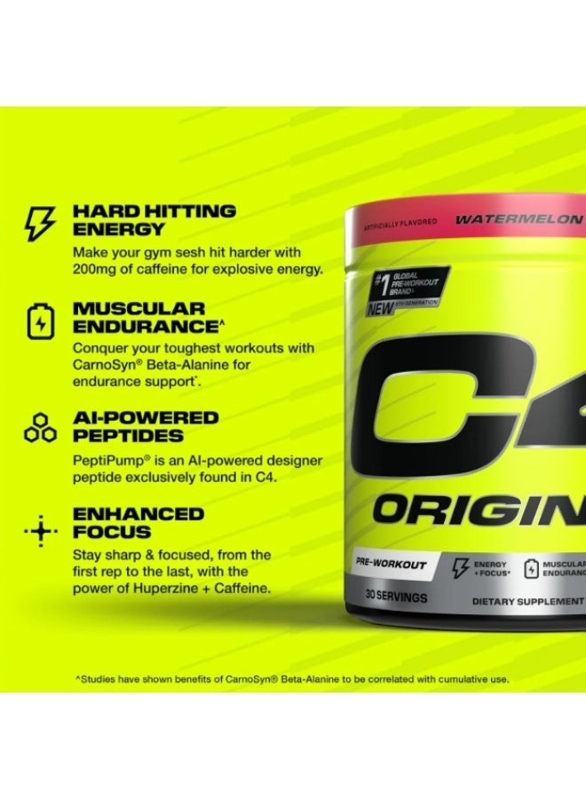 Cellucor C4 Original Pre-Workout Powder – Watermelon Flavor 200mg Caffeine, 2g CarnoSyn Beta-Alanine, Creatine Nitrate Sugar-Free Energy & Endurance Formula 282g 30 Servings - Image 5