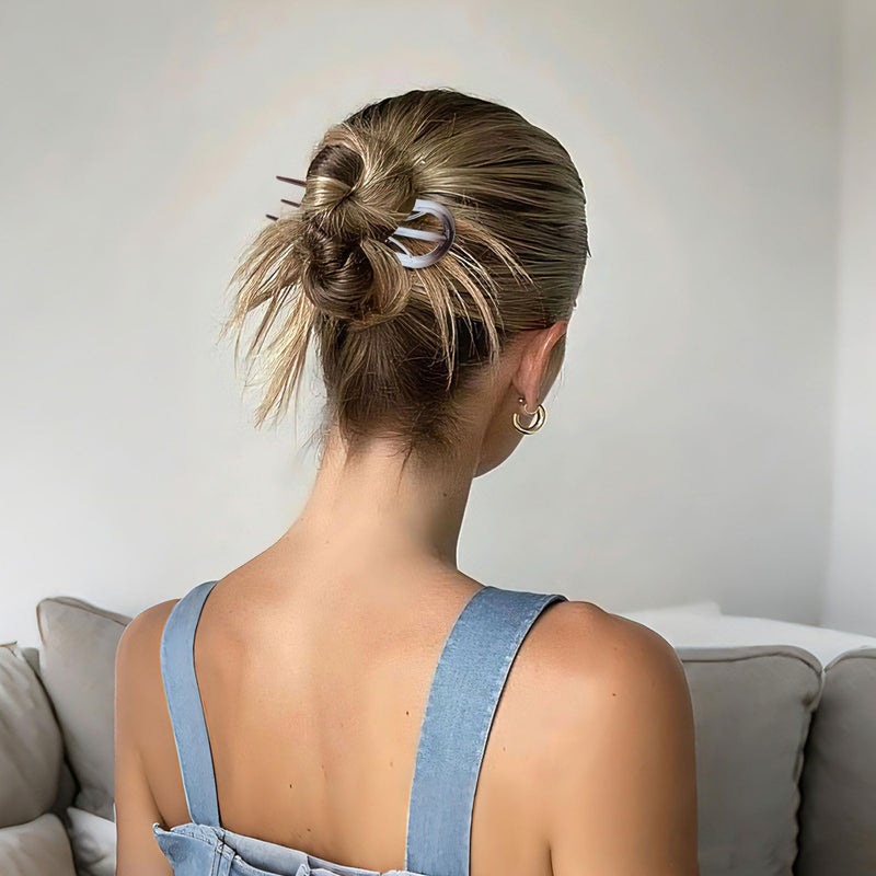 CHLINS 6 PCS French Hair Pins for Women - Large U-Shaped Hair Forks with Internal Teeth, Strong Hold for Thick & Thin Hair, Effortless French Twists, Updos, Buns & Chignons, Hairstyle Accessories - Image 5