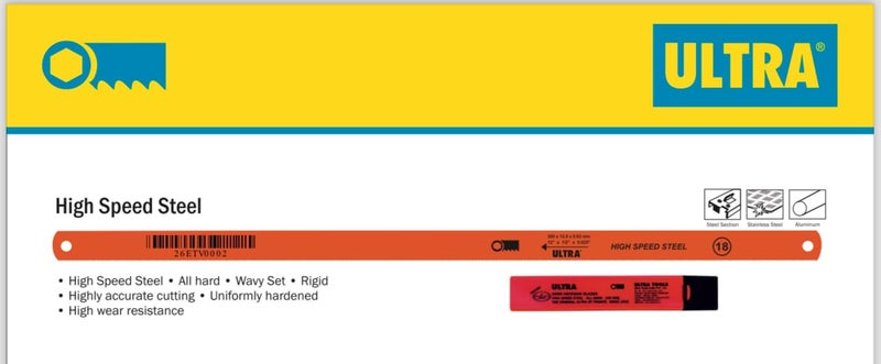 ULTRA HSS HAND HACKSAW BLADE 12X12X063 18TPI PACK OF 10NOS
