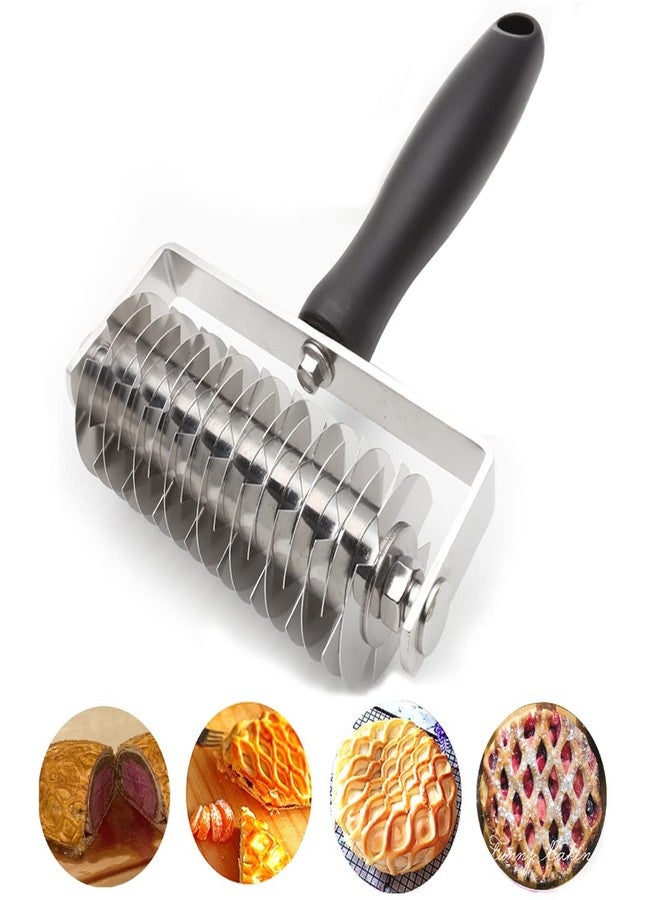 VINMEN AMPSEVEN Pastry Lattice Roller Cutter - Professional Stainless Steel Dough Lattice for Pie Pizza Bread, beef wellington, Pastry Crust Roller Cutter - Image 1