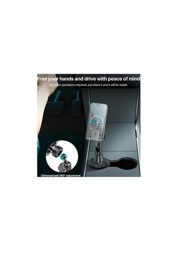Yesido Magnetic Car Cup Holder for iPhone 12 to 15  Adjustable Base Size 20 Magnets 360 Degree Rotation Yesido C200 - Black - Image 3