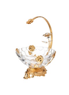 Gold-Colored Metal Sweet Holder With Multi-Use Glass Dish