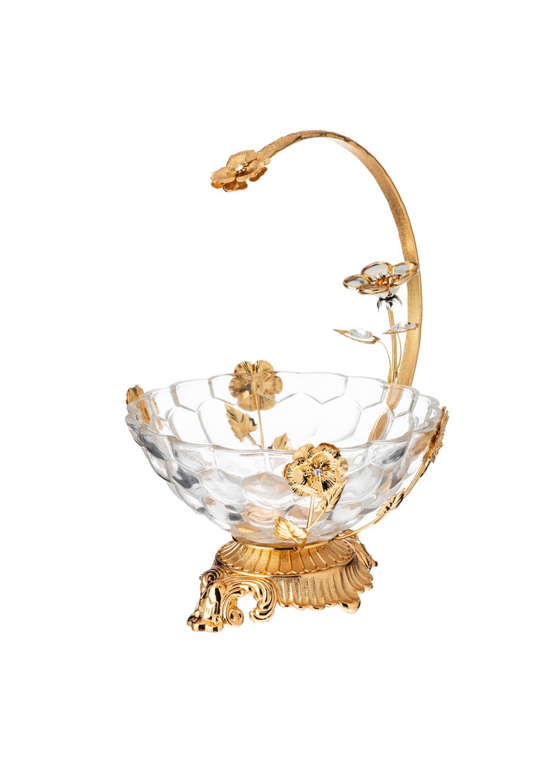 Dania - Gold-Colored Metal Sweet Holder With Multi-Use Glass Dish - Image 1