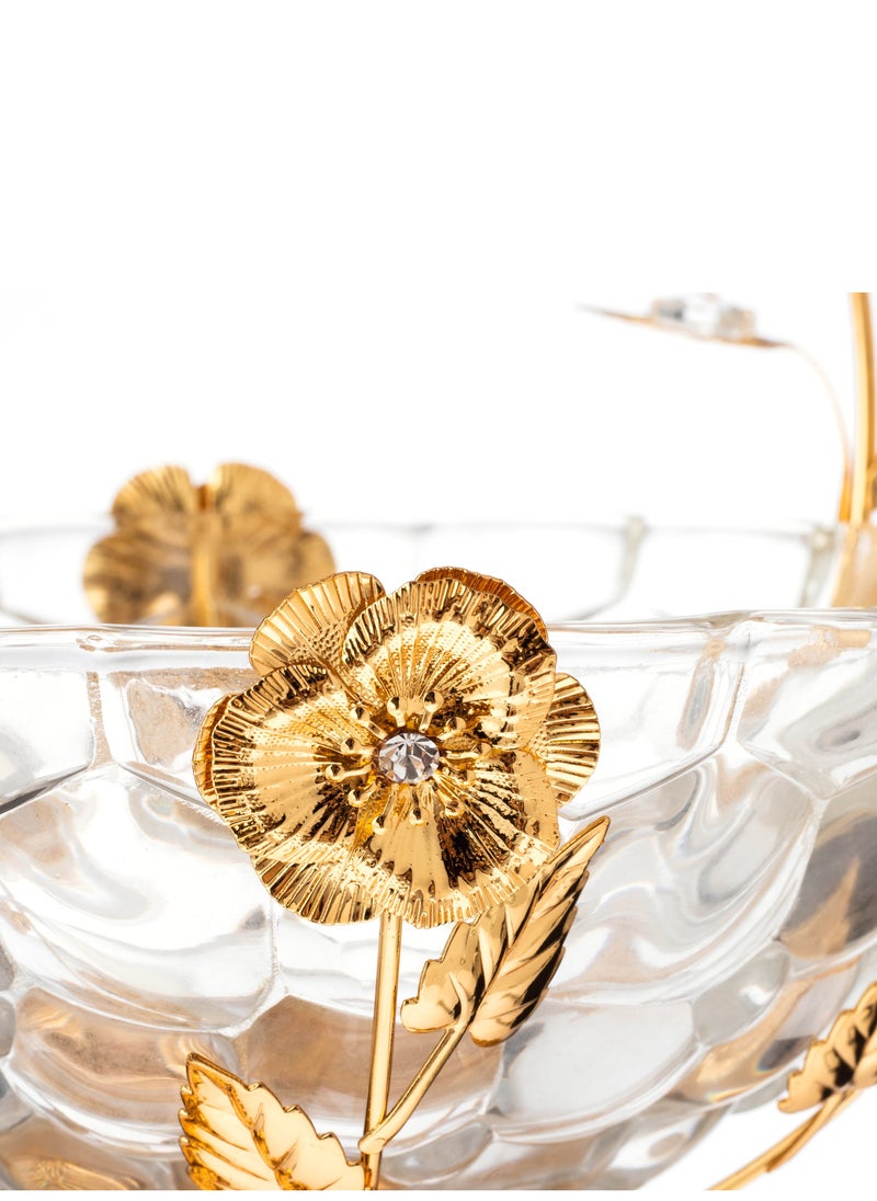 Dania - Gold-Colored Metal Sweet Holder With Multi-Use Glass Dish - Image 1