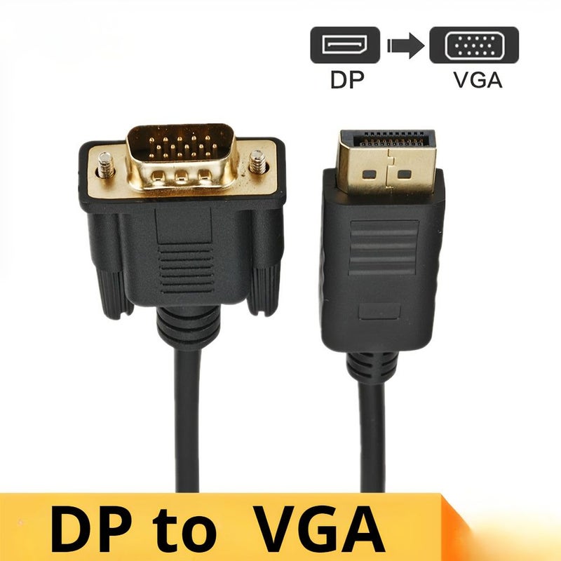 أسود 70 87 بوصة كابل محول Displayport إلى VGA لأجهزة الكمبيوتر المكتبية وأجهزة الكمبيوتر المحمولة وأجهزة العرض وأجهزة التلفزيون وأجهزة العرض - Image 1