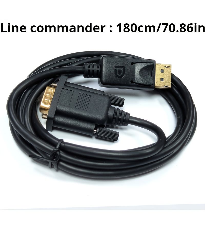 أسود 70 87 بوصة كابل محول Displayport إلى VGA لأجهزة الكمبيوتر المكتبية وأجهزة الكمبيوتر المحمولة وأجهزة العرض وأجهزة التلفزيون وأجهزة العرض - Image 2