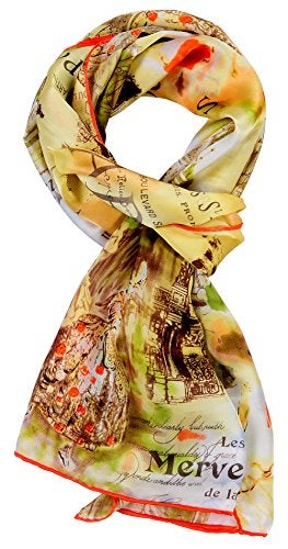 Salutto Women 100% Silk Scarves Painted Parisian Scarf - Image 1