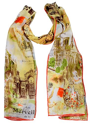 Salutto Women 100% Silk Scarves Painted Parisian Scarf - Image 2