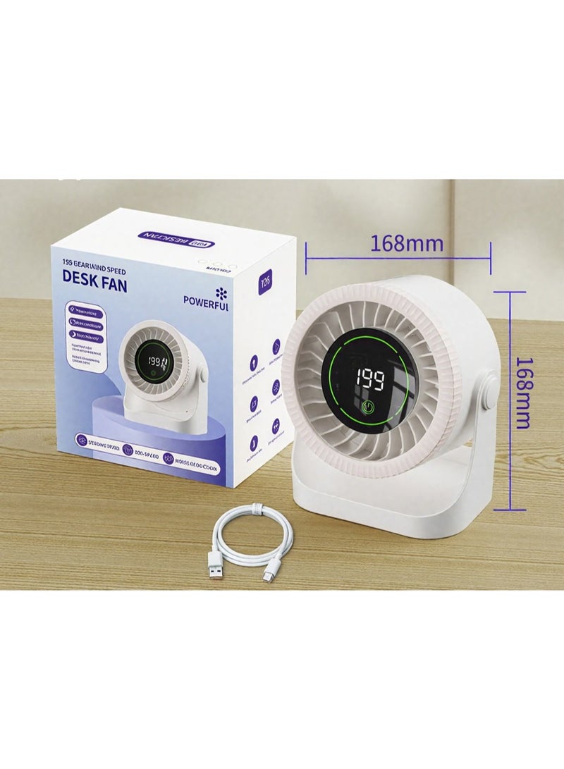 Small Desk Fan with Smart Display - 199 Speed Levels, Portable Cooling Fan ,6000mAh Battery, USB Powered, Quiet Strong Wind, for Office Home Car Travel - Image 2