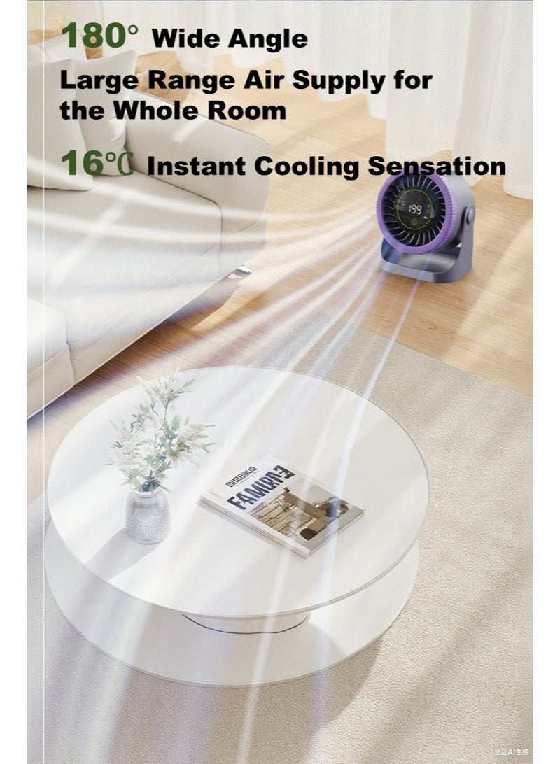 Small Desk Fan with Smart Display - 199 Speed Levels, Portable Cooling Fan ,6000mAh Battery, USB Powered, Quiet Strong Wind, for Office Home Car Travel - Image 3