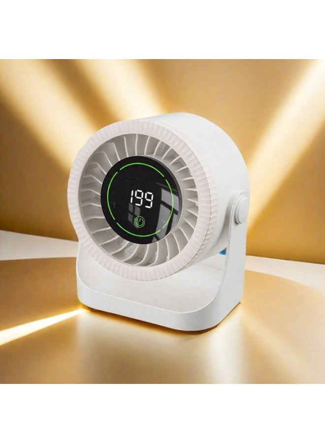 Small Desk Fan with Smart Display - 199 Speed Levels, Portable Cooling Fan ,6000mAh Battery, USB Powered, Quiet Strong Wind, for Office Home Car Travel - Image 1