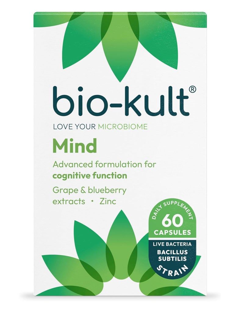Bio-Kult Mind Live Bacteria Supplement Targeting Cognitive Function + Wild Blueberry & Grape Extracts, Zinc Citrate | Packaging May Vary  - Image 1