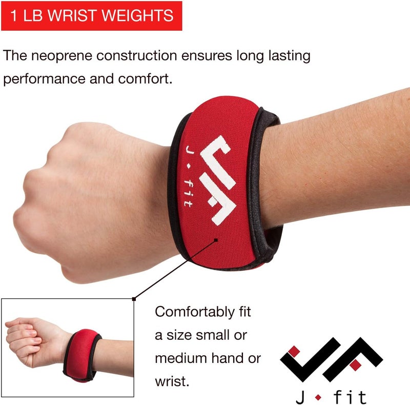 JFIT 1 Lb Non-Adjustable Wrist Weights for Small-Medium Hands - Comfortable Neoprene Design - Image 3
