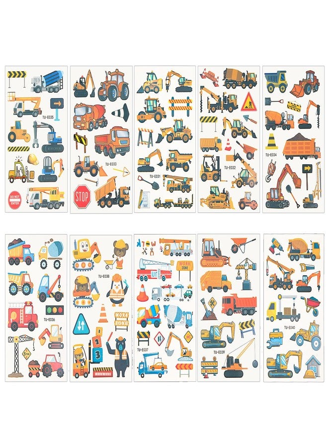 PEUTIER 10 Sheets Cars and Trucks Temporary Tattoos for Kids, Mixed Styles Car Temporary Tattoos Construction Vehicle Tattoos for Kids Birthday Party Supplies Gift Bag Fillers - Image 1