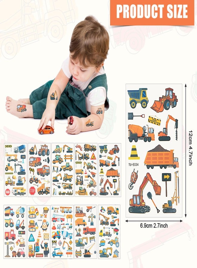 PEUTIER 10 Sheets Cars and Trucks Temporary Tattoos for Kids, Mixed Styles Car Temporary Tattoos Construction Vehicle Tattoos for Kids Birthday Party Supplies Gift Bag Fillers - Image 2