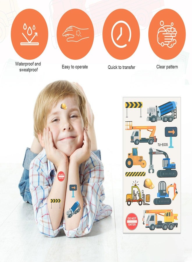 PEUTIER 10 Sheets Cars and Trucks Temporary Tattoos for Kids, Mixed Styles Car Temporary Tattoos Construction Vehicle Tattoos for Kids Birthday Party Supplies Gift Bag Fillers - Image 3