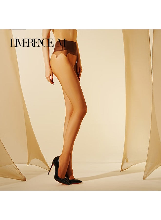 Limerence M Laimi Runsi جوارب حرير الشوكولاتة، شبكة فائقة النحافة، فخذ بدون خياطة، جوارب نايلون حريرية، لون الرمل، مقاس M - Image 1