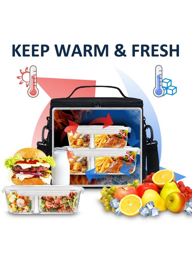 Gloppie Lunch Box for Men Women Insulated Lunch Bag Reusable Lunch Cooler Bag, Black - Image 3