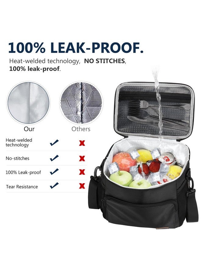 Gloppie Lunch Box for Men Women Insulated Lunch Bag Reusable Lunch Cooler Bag, Black - Image 4