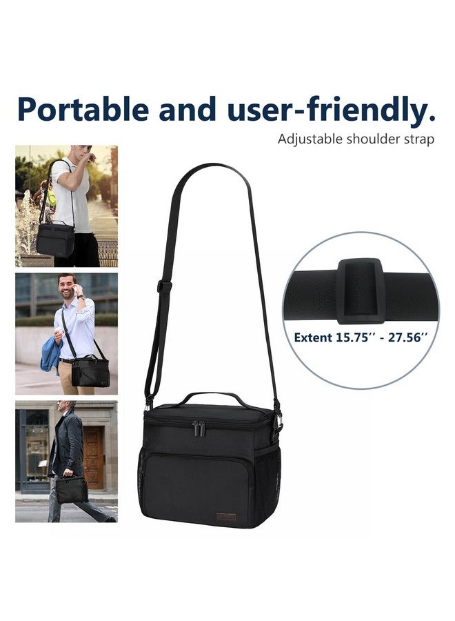 Gloppie Lunch Box for Men Women Insulated Lunch Bag Reusable Lunch Cooler Bag, Black - Image 5