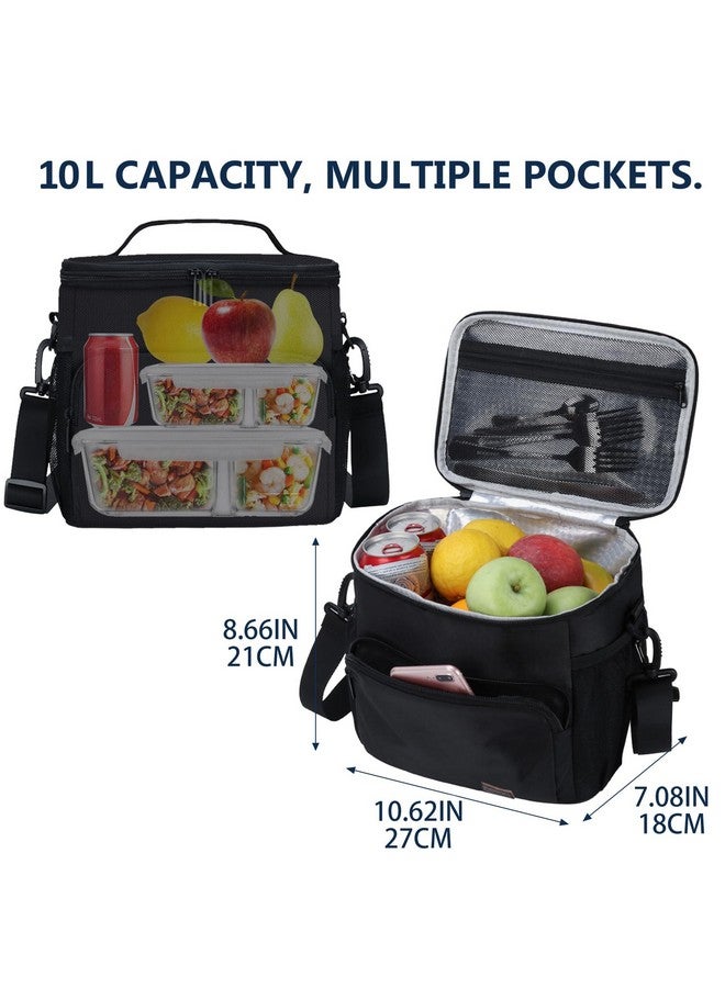 Gloppie Lunch Box for Men Women Insulated Lunch Bag Reusable Lunch Cooler Bag, Black - Image 2