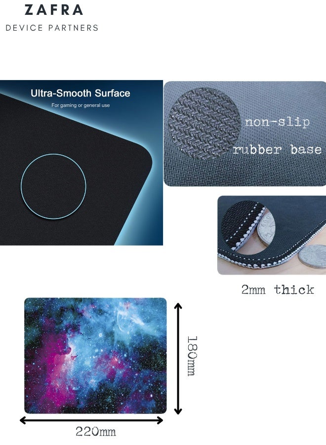 ZAFRA 3 Pack Ultra-Smooth Gaming Mousepad, Non-Slip Rubber Base, Washable Surface Fits Wired & Wireless Mouse – Perfect for Desk, Laptop, PC & Office, Small Portable  - Image 3