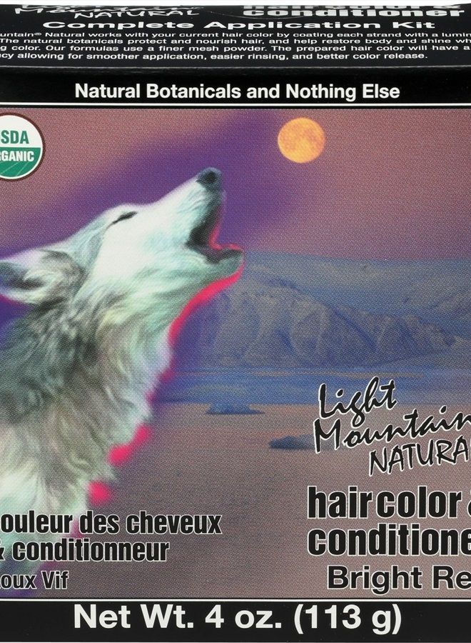 Light Mountain Henna Hair Color & Conditioner, Bright Red - Organic Henna Leaf Powder, Pure Botanical Semi-Permanent Hair Color with Conditioning Benefits, 4 Oz - Image 1