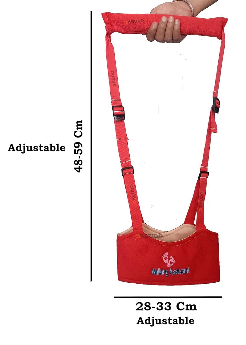 PSEUDO Baby Walker-Hand held Kids Walker Harness-Breathable Adjustable Detachable Protective Belt-Safe Standing & Walk Tool-Help Baby Keep Balance Walk for 07 to 24 Month Old (Red) - Image 5