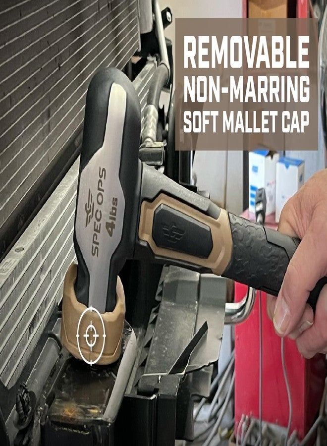 سبيكس-اوبس مطرقة هندسية من Spec Ops Tools، مطرقة ثقيلة بوزن 4 أرطال مع غطاء مطرقة ناعم قابل للإزالة ومقبض ثنائي المواد لامتصاص الصدمات وتخفيف الاهتزاز، تبرع بنسبة 3% للمحاربين القدامى، لون أسود/بني - Image 4