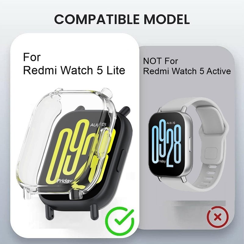 Wisely غطاء واقي ذكي متوافق مع ساعة ريدمي 5 لايت، واقي شاشة كامل، غلاف ناعم، شفاف HD - Image 2