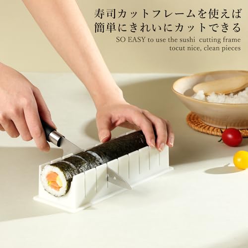 Delamu Sushi Making Kit, 20 in 1 Bazooka Roller Kit with Chef’s Knife, Bamboo Mats, Rice Mold, Temaki Sushi Mats, Rice Paddle, Spreader, Chopsticks, Sauce Dishes, Guide Book - Image 4