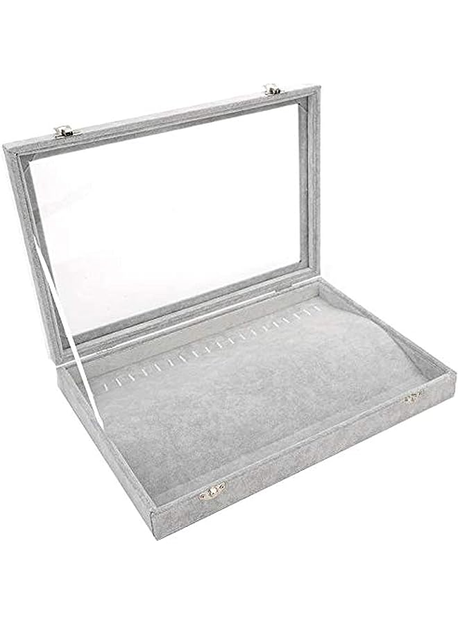 IAF Jewelry Boxes Organizer Necklace Pendant Jewelry Display Storage Box Holder With Window 20 Necklaces Ideal Gift Box for Wife Girlfriend, Grey, SSZ162 - Image 1