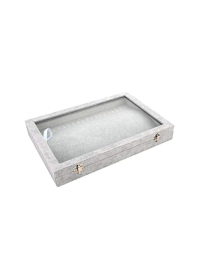 IAF Jewelry Boxes Organizer Necklace Pendant Jewelry Display Storage Box Holder With Window 20 Necklaces Ideal Gift Box for Wife Girlfriend, Grey, SSZ162 - Image 3