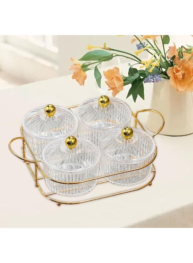 SAQOWARE Premium 4-Piece Candy and Dry Fruit Serving Set with Decorative Tray and Clear Lid – Elegant Golden Design Organizer for Snacks, Sweets, Nuts, and Dry Fruits – Multipurpose Storage Tray for Home, Majlis, Office & Festive Occasions - Image 3