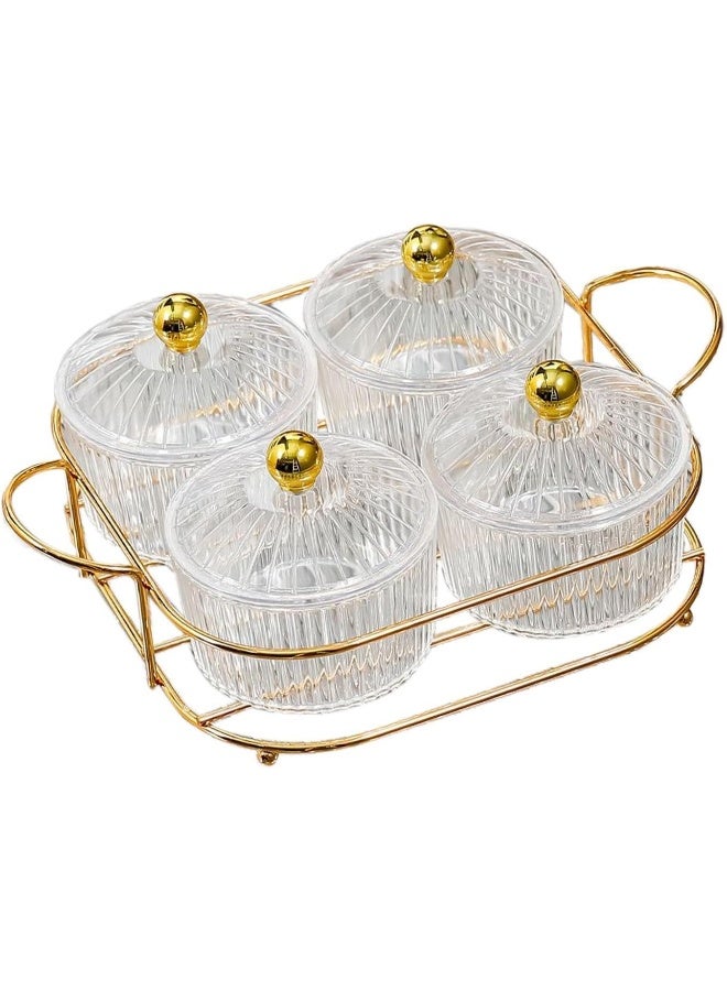 SAQOWARE Premium 4-Piece Candy and Dry Fruit Serving Set with Decorative Tray and Clear Lid – Elegant Golden Design Organizer for Snacks, Sweets, Nuts, and Dry Fruits – Multipurpose Storage Tray for Home, Majlis, Office & Festive Occasions - Image 2