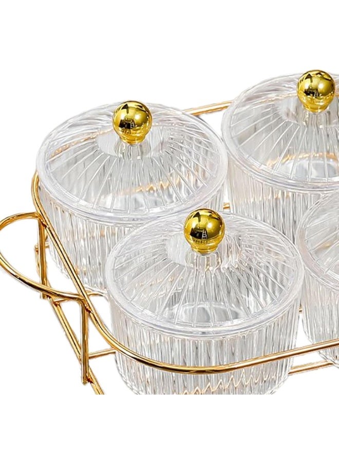 SAQOWARE Premium 4-Piece Candy and Dry Fruit Serving Set with Decorative Tray and Clear Lid – Elegant Golden Design Organizer for Snacks, Sweets, Nuts, and Dry Fruits – Multipurpose Storage Tray for Home, Majlis, Office & Festive Occasions - Image 4