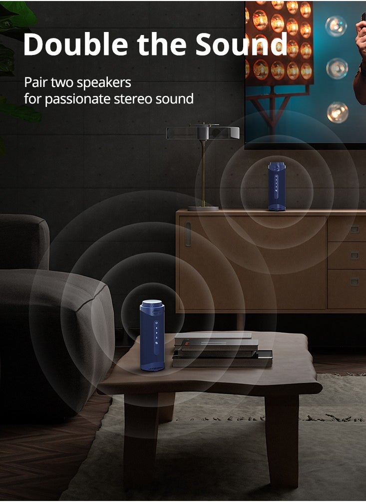 Tronsmart - Tronsmart T7 Portable Bluetooth Speaker with 360° Surround Sound, Custom EQ via APP, IPX7 Waterproof, Dual pairing, LED Light, Bluetooth 5.3, Rotary Volume Control, Micro SD/TF Card (Black) - Image 1