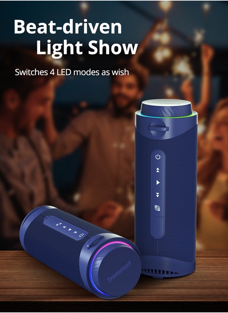Tronsmart - Tronsmart T7 Portable Bluetooth Speaker with 360° Surround Sound, Custom EQ via APP, IPX7 Waterproof, Dual pairing, LED Light, Bluetooth 5.3, Rotary Volume Control, Micro SD/TF Card (Black) - Image 1