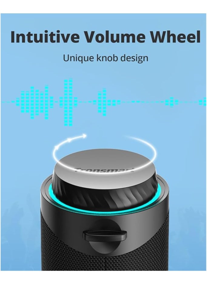 Tronsmart - Tronsmart T7 Portable Bluetooth Speaker with 360° Surround Sound, Custom EQ via APP, IPX7 Waterproof, Dual pairing, LED Light, Bluetooth 5.3, Rotary Volume Control, Micro SD/TF Card (Black) - Image 1