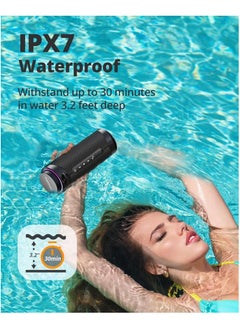 Tronsmart Tronsmart T7 Portable Bluetooth Speaker with 360° Surround Sound, Custom EQ via APP, IPX7 Waterproof, Dual pairing, LED Light, Bluetooth 5.3, Rotary Volume Control, Micro SD/TF Card (Black)  - Image 3