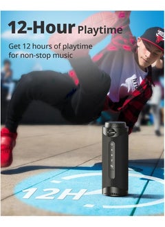 Tronsmart Tronsmart T7 Portable Bluetooth Speaker with 360° Surround Sound, Custom EQ via APP, IPX7 Waterproof, Dual pairing, LED Light, Bluetooth 5.3, Rotary Volume Control, Micro SD/TF Card (Black)  - Image 4