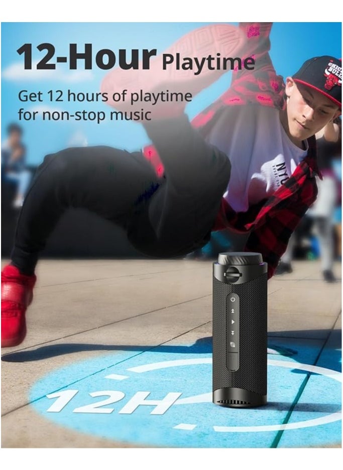 Tronsmart - Tronsmart T7 Portable Bluetooth Speaker with 360° Surround Sound, Custom EQ via APP, IPX7 Waterproof, Dual pairing, LED Light, Bluetooth 5.3, Rotary Volume Control, Micro SD/TF Card (Black) - Image 1