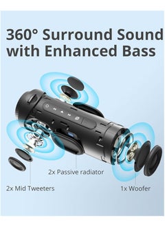 Tronsmart Tronsmart T7 Portable Bluetooth Speaker with 360° Surround Sound, Custom EQ via APP, IPX7 Waterproof, Dual pairing, LED Light, Bluetooth 5.3, Rotary Volume Control, Micro SD/TF Card (Black)  - Image 5