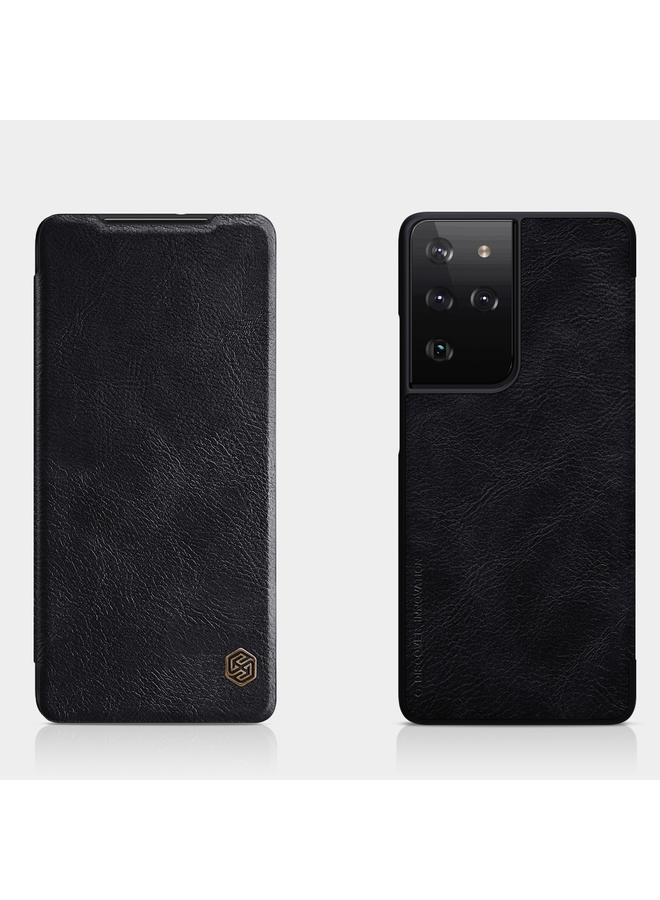 Nillkin Case For Samsung Galaxy S21 Ultra 5G QIN Series Crazy Horse Texture Horizontal Flip Leather Case with Card Slot - Image 1