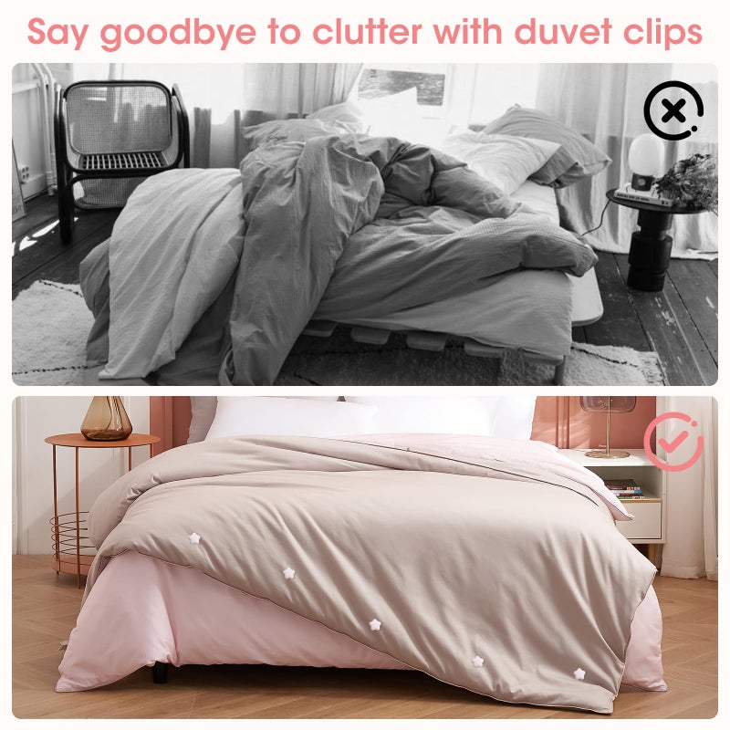 MQUPIN Duvet Pin, Duvet Clips 16 Sets, Duvet Cover Pins Comforter Clips with Soft Fabric Material, Double Sided Pin Fasteners for Quilt, Cushions, Curtains (White&Flower) - Image 5