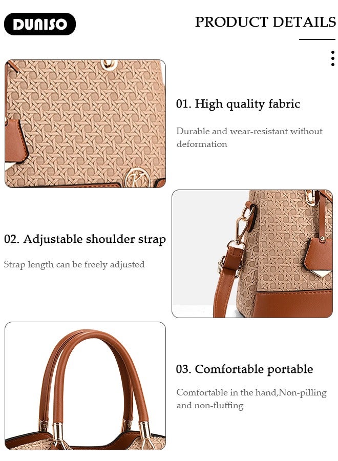 DUNISO Women's Fashion Handbag Faux Leather Crossbody Bag For Women Large Capacity Bow Trim Tote Bags Top Handle Satchel Fashionable Travel Shoulder Bag For Ladies - Image 4