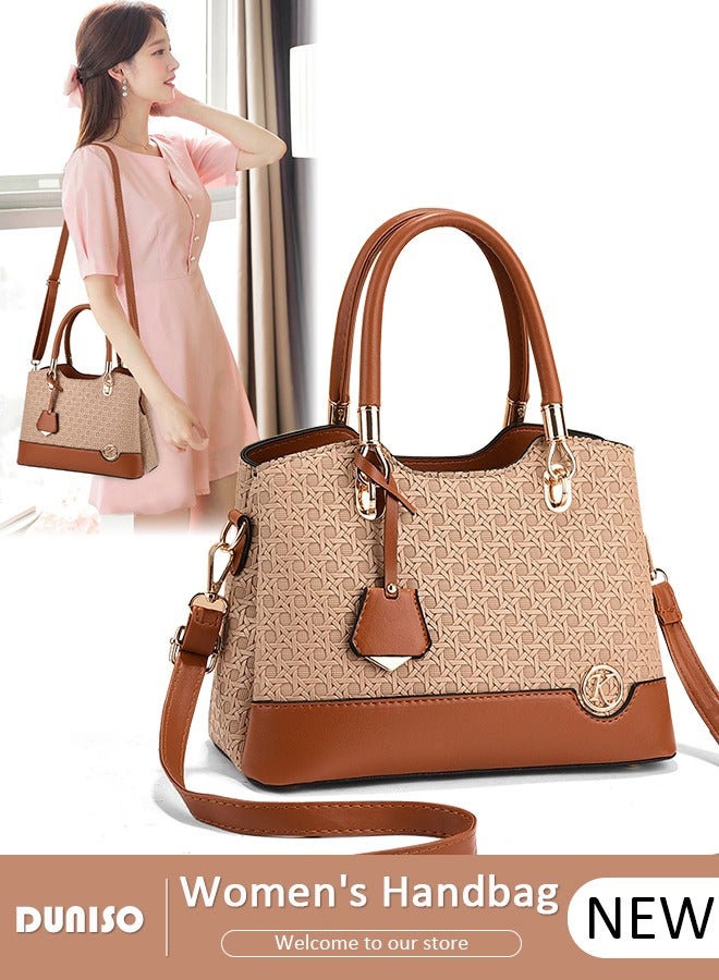 DUNISO Women's Fashion Handbag Faux Leather Crossbody Bag For Women Large Capacity Bow Trim Tote Bags Top Handle Satchel Fashionable Travel Shoulder Bag For Ladies - Image 1