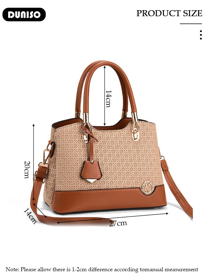 DUNISO Women's Fashion Handbag Faux Leather Crossbody Bag For Women Large Capacity Bow Trim Tote Bags Top Handle Satchel Fashionable Travel Shoulder Bag For Ladies - Image 2