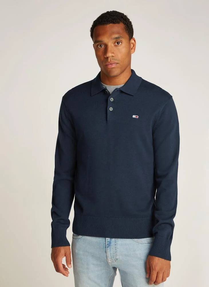 TOMMY JEANS Logo Print Polo Neck Sweatshirt